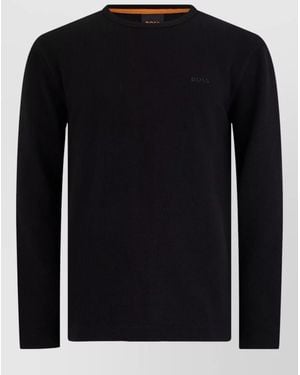 BOSS Long Sleeve Crew Neck Knit Shirt - Black