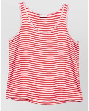 Pierre Louis Mascia Silk Striped Scoop Neck Sleeveless Top - Red