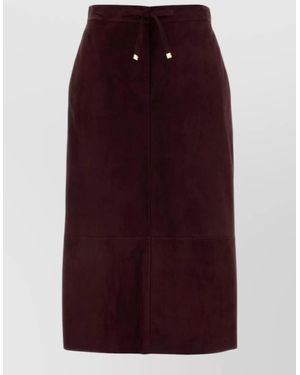Max Mara Suede Straight Skirt - Purple