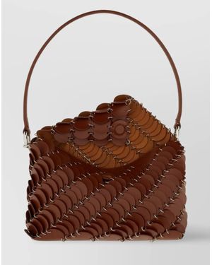 Rabanne Scalloped Texture Metal Ring Shoulder Bag - Brown