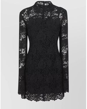 Max Mara Floral Lace Dress High Neckline - Black