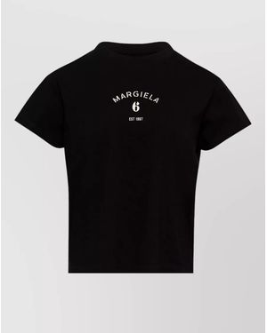 MM6 by Maison Margiela Crew Neck Top Short Sleeves Stitching Detail - Black