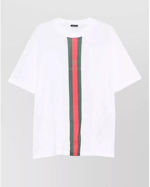 Gucci Stripe Detail Crew Neck Short Sleeves Shirt - White