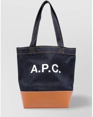A.P.C. Axelle Small Leather Tote Bag - Blue