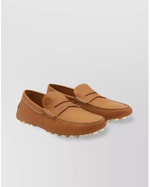 Tod's Penny Strap Loafers With Round Toe And Stitch Detailing - Brown