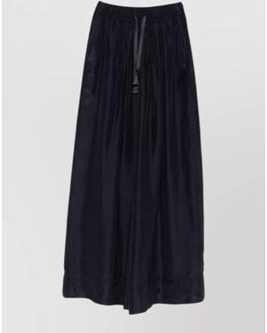 forte_forte Silk Drawstring Trousers Wide Leg Tassels Pockets - Blue