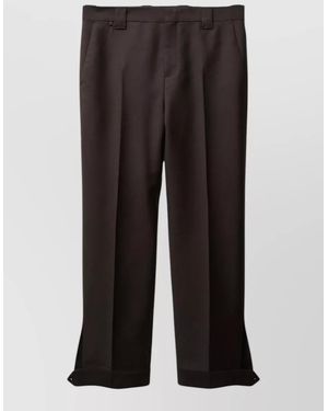 Versace Wool Mohair High-Rise Straight-Leg Trousers - Black