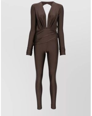 ANDAMANE Plunging V-Neck Open-Back Jumpsuit - Multicolour