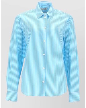 MC2 Saint Barth Striped Shirt Regular Fit Collar Long Sleeves - Blue