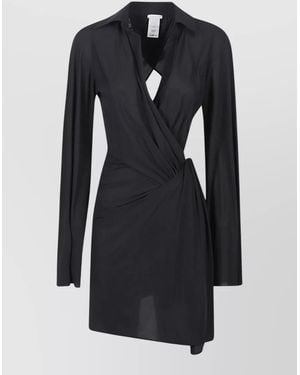 Amazuìn Ines Wrap Dress Long Sleeves Cutout Back - Black