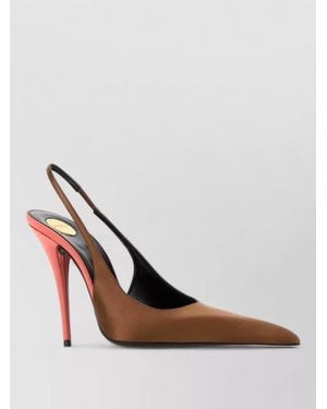Saint Laurent Two Tone Satin Slingback Pointed Court Shoes - Pink