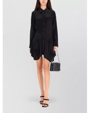 Alexander Wang Shirt Style Dress Asymmetric Hem Waist Tie - Black