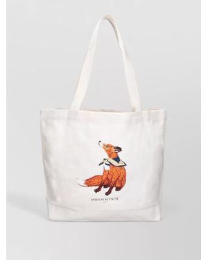 Maison Kitsuné Canvas Printed Tote Bag - White