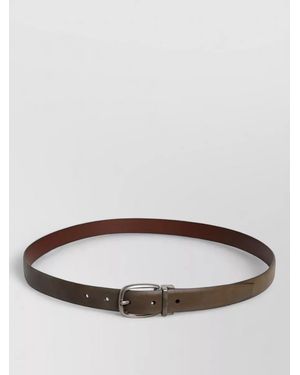 Dolce & Gabbana Leather Belt Logo Metal Buckle Smooth Finish - Grey
