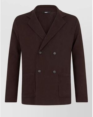 BOSS Virgin Wool Single Breasted Coat - Brown