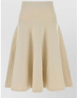 Alaïa Stretch Cashmere Blend Skirt High Waist - Natural