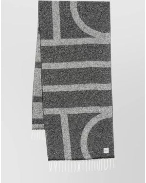 TOTEME Fringed Monogram Scarf - Grey