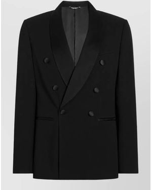 Dolce & Gabbana Silk Double-Breasted Jacket - Black