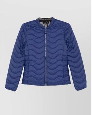 Emporio Armani Nylon Blouson Jacket Stand Collar Quilting - Blue