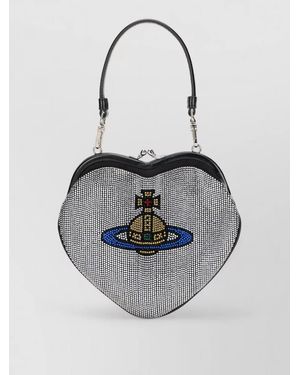 Vivienne Westwood New Heart Crystal-Embellished Calfskin Clutch Bag - White