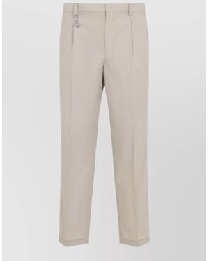 Prada Cotton Straight-Leg Tailored Pants - Natural