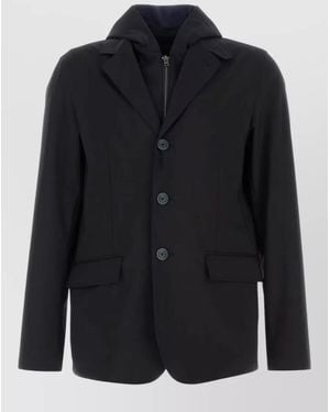 Herno Jersey Blazer Hood Long Sleeves Pockets - Blue