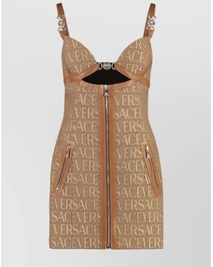 Versace Jacquard Mini Dress - Brown