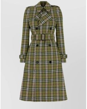 Burberry Embroidered Linen Trench Coat - Green