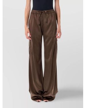 Tom Ford Silk Satin Cargo Pant With Drawstring Waist - Brown