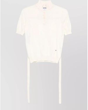 Moschino Short-Sleeve Crewneck Knitted Top - White