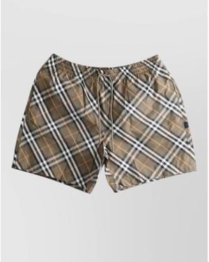 Burberry Check Pattern Knee Length Quick Dry Shorts - Grey