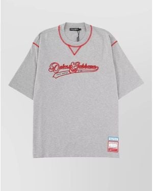 Dolce & Gabbana Crew Neck Shirt Short Sleeves Contrast Stitching - Grey