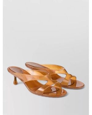 Jimmy Choo Strappy Open Toe Kitten Heel Mules - Brown