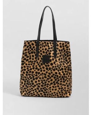 forte_forte Leather Leopard-Print Tote Bag - Natural