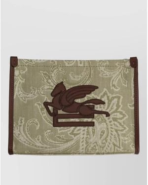 Etro Paisley Pattern Cardholder Contrast Trim Design - Natural