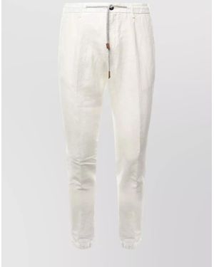 Eleventy Drawstring Jogger Pants Front Pleats - White