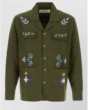 BAZISZT Cotton Blazer Regular Fit Casual Style - Green