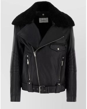 Saint Laurent Leather Biker Jacket - Black