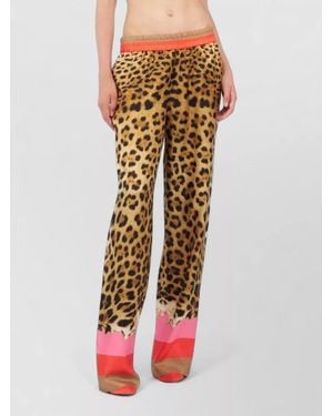 Roberto Cavalli Silk Wide-Leg Trousers - Multicolour