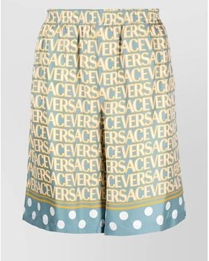 Versace Silk Logo Print Deck Shorts - White