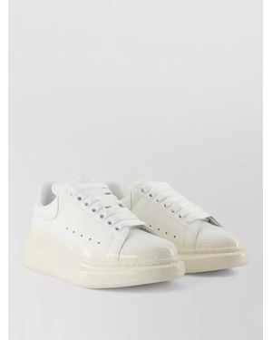 McQueen Oversized Leather Sneakers Smooth Finish - Natural