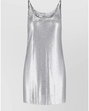Rabanne Scoop Neck Slim Fit Sequined Top - White