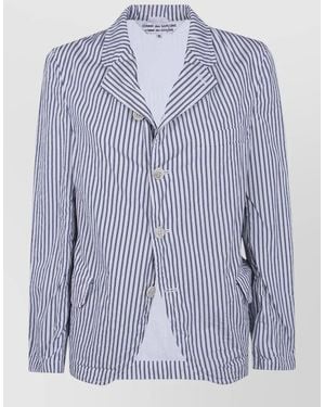 Comme des Garçons Tailored Blazer Jacket Striped Lapel Detail - Blue