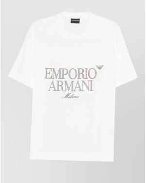 Emporio Armani Cotton Logo-Embroidered Crew-Neck T-Shirt - White