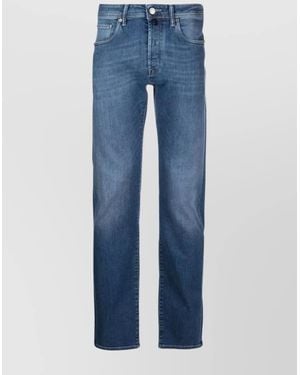 Incotex Faded Denim Trousers Featuring Belt Loops - Blue