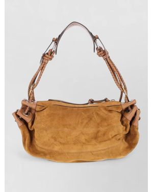 Isabel Marant Suede Bucket Bag Braided Handles Strap - Brown