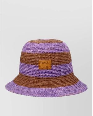 Paul Smith Woven Texture Hat Striped Pattern Design - Purple