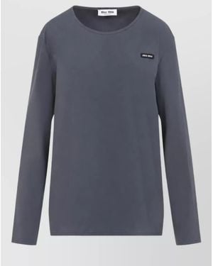 Miu Miu Long-Sleeve Crew-Neck Top - Blue