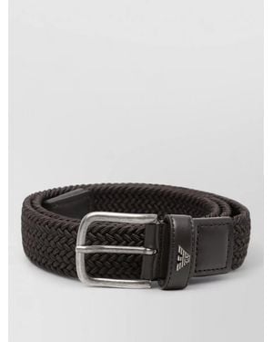 Emporio Armani Leather Belt Braided Design Accessory - Black