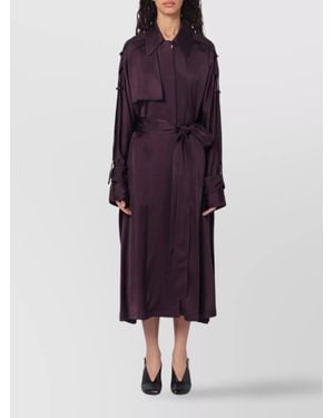 Victoria Beckham Belted Long Length Trench Coat With Epaulettes - Purple